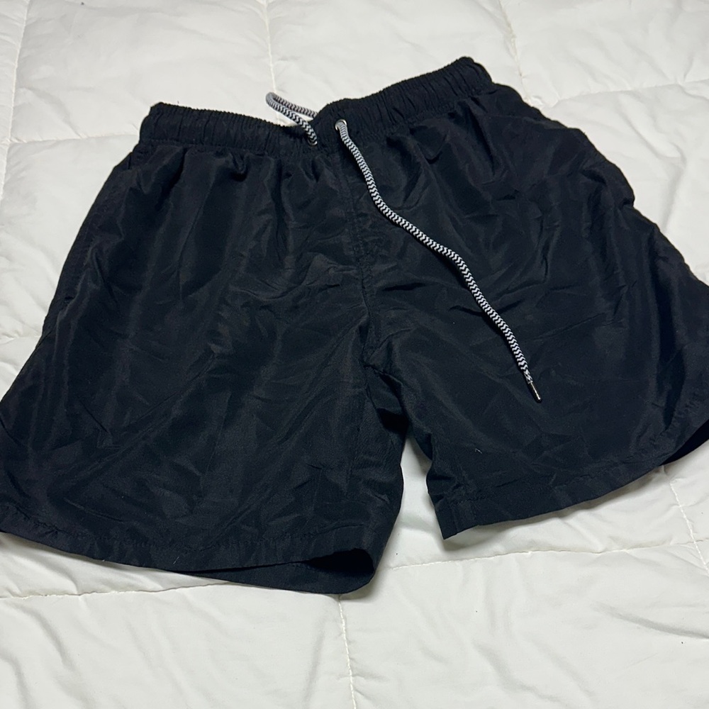 Black Drawstring swim trunks